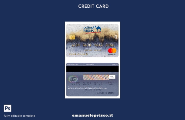 modello mastercard della Kuwait National Bank in stile verificato